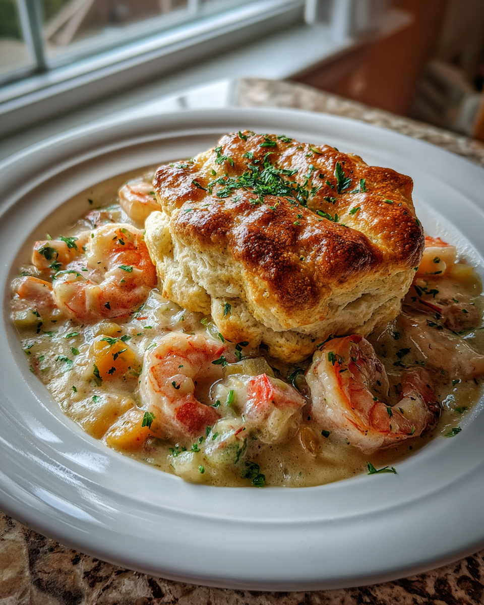 Final dish - Decadent Delights: Shrimp & Lobster Biscuit Pot Pie Bliss