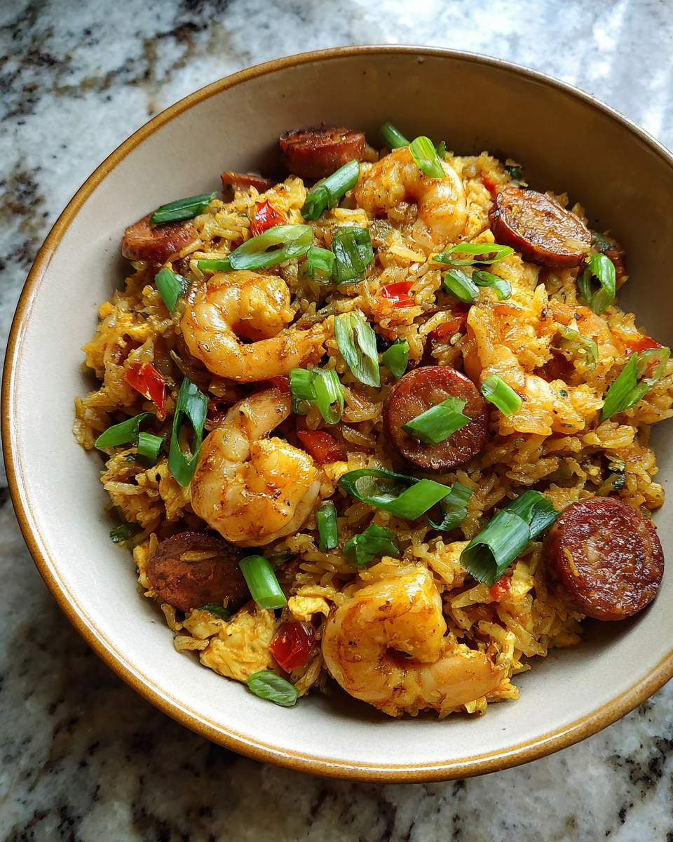 Final dish - Savor the South: Irresistible Shrimp Sausage Dirty Rice Delight