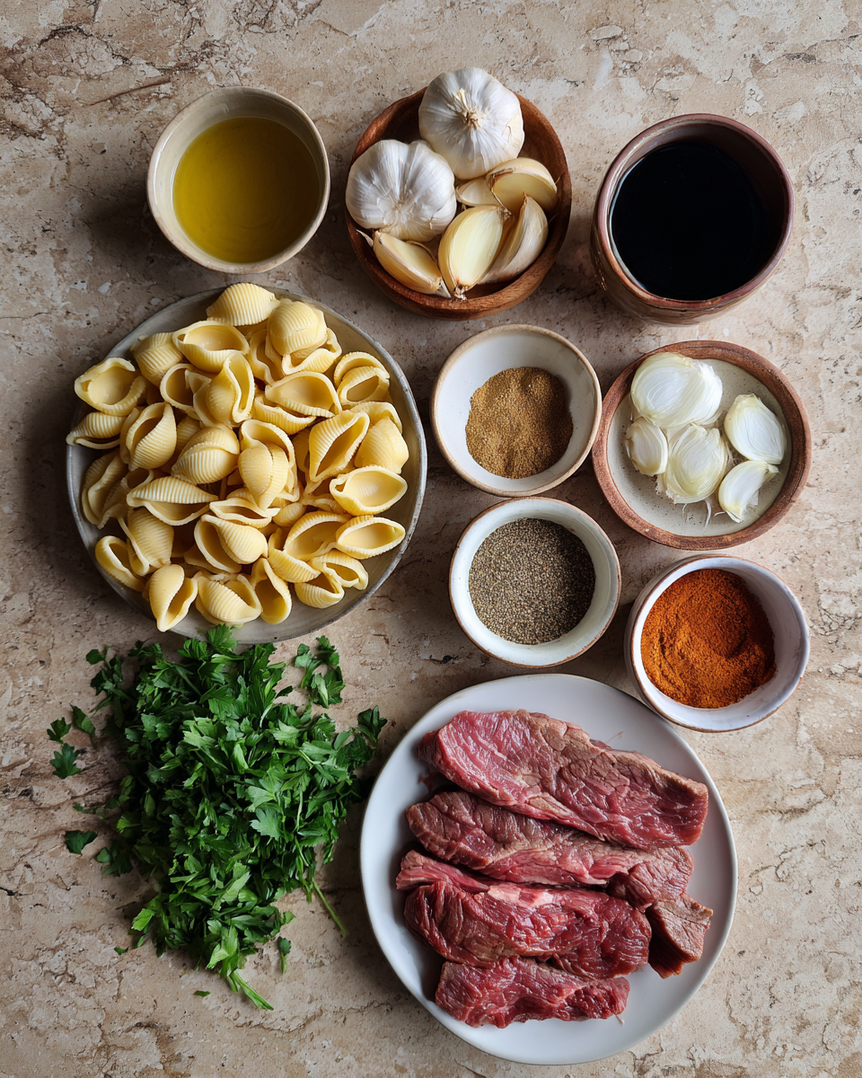 Ingredients for Indulge in the Irresistible Allure of Smoky Creamy Paprika Steak Shells