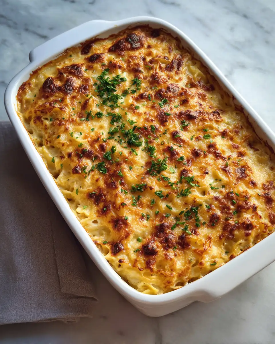 Final dish - Creamy Comfort: The Ultimate Sour Cream Noodle Bake Delight