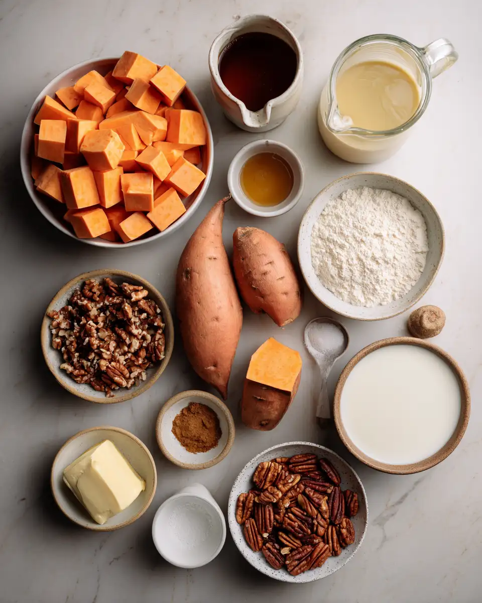 Ingredients for Southern Maple Sweet Potato Casserole: A Comforting Twist on a Classic Dish