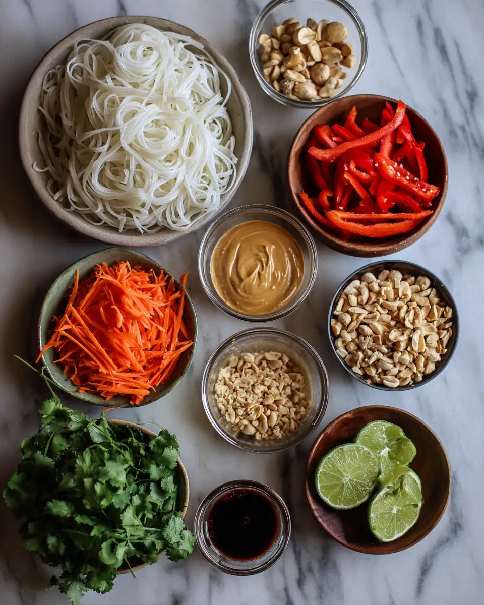 Ingredients for Spice Up Your Lunch with a Zesty Peanut Noodle Salad Bowl