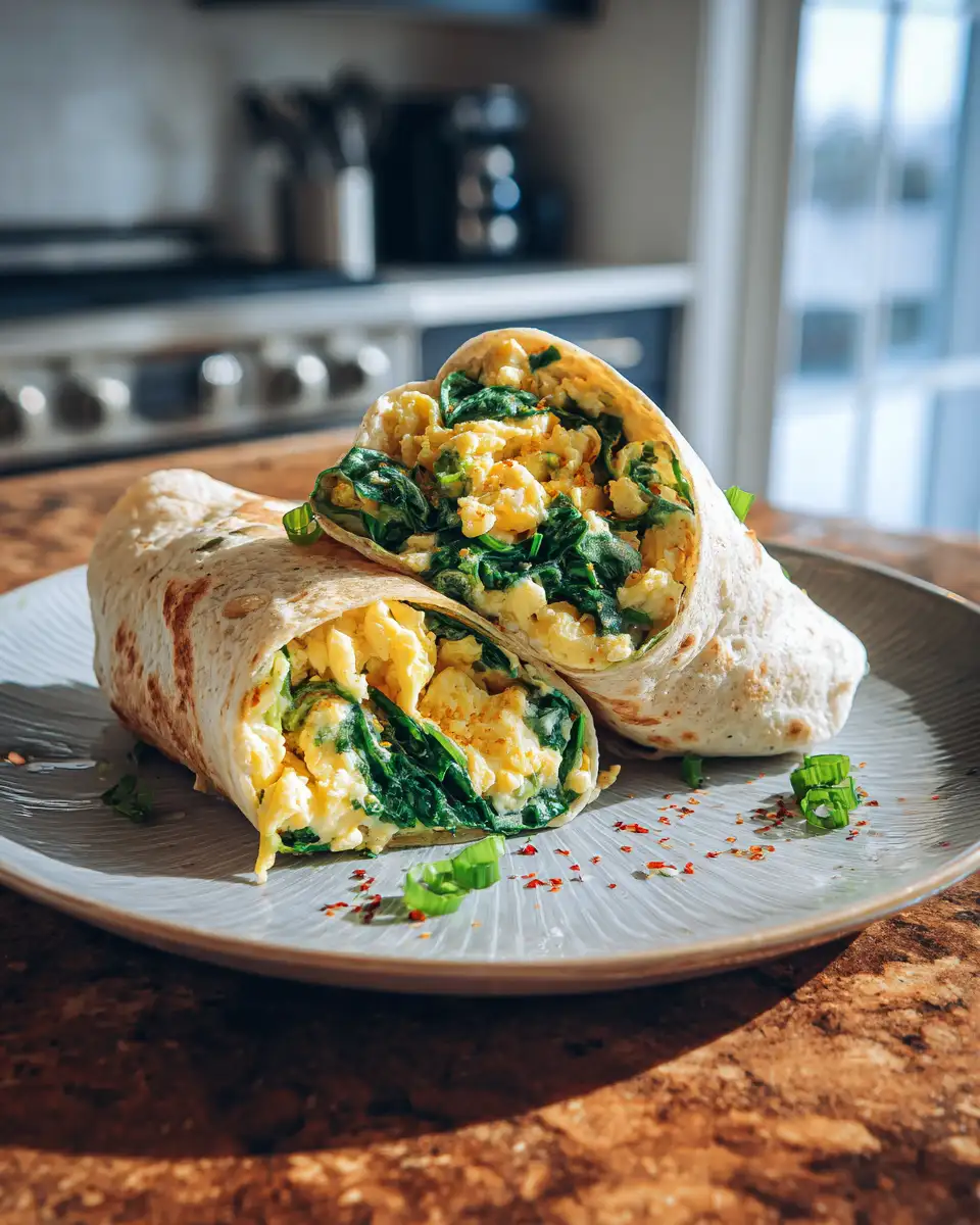 Final dish - Wake Up to Flavor: The Ultimate Spinach Feta Breakfast Wrap