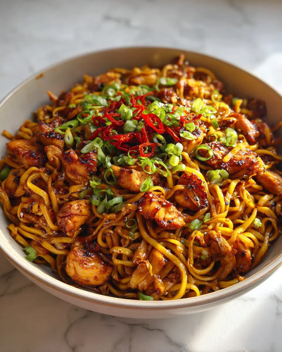 Final dish - Irresistibly Delicious: Dive into Sticky Garlic Chicken Noodles