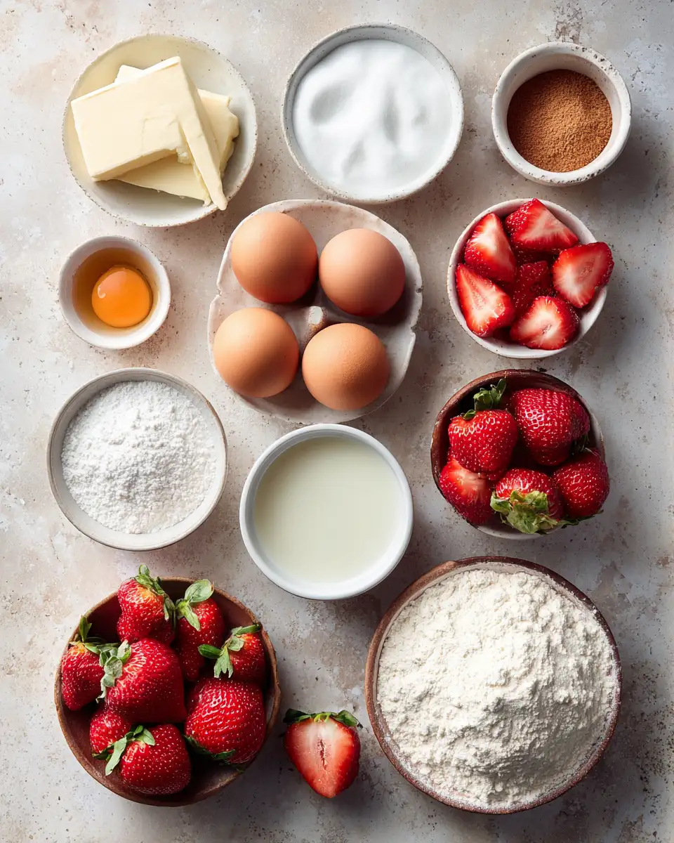 Ingredients for Effortless Delight: The Ultimate Easy Strawberry Cake Recipe