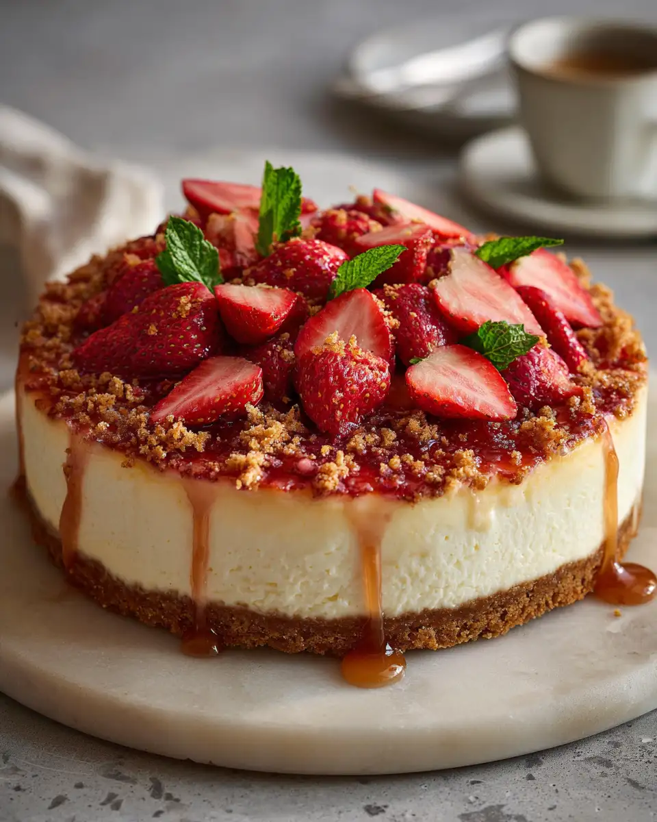Final dish - Irresistible Strawberry Crunch Cheesecake Delight