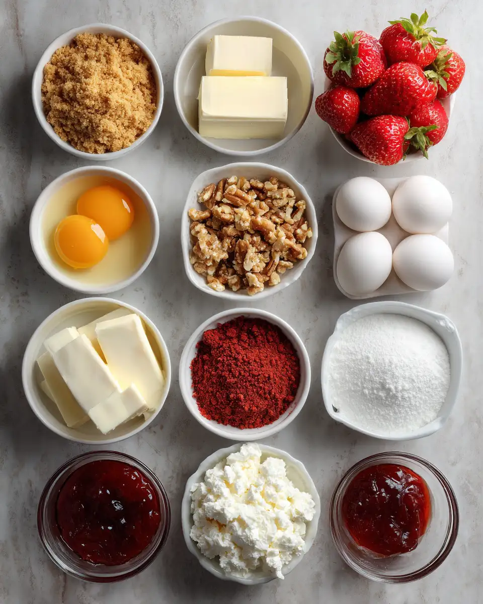 Ingredients for Irresistible Strawberry Crunch Cheesecake Delight