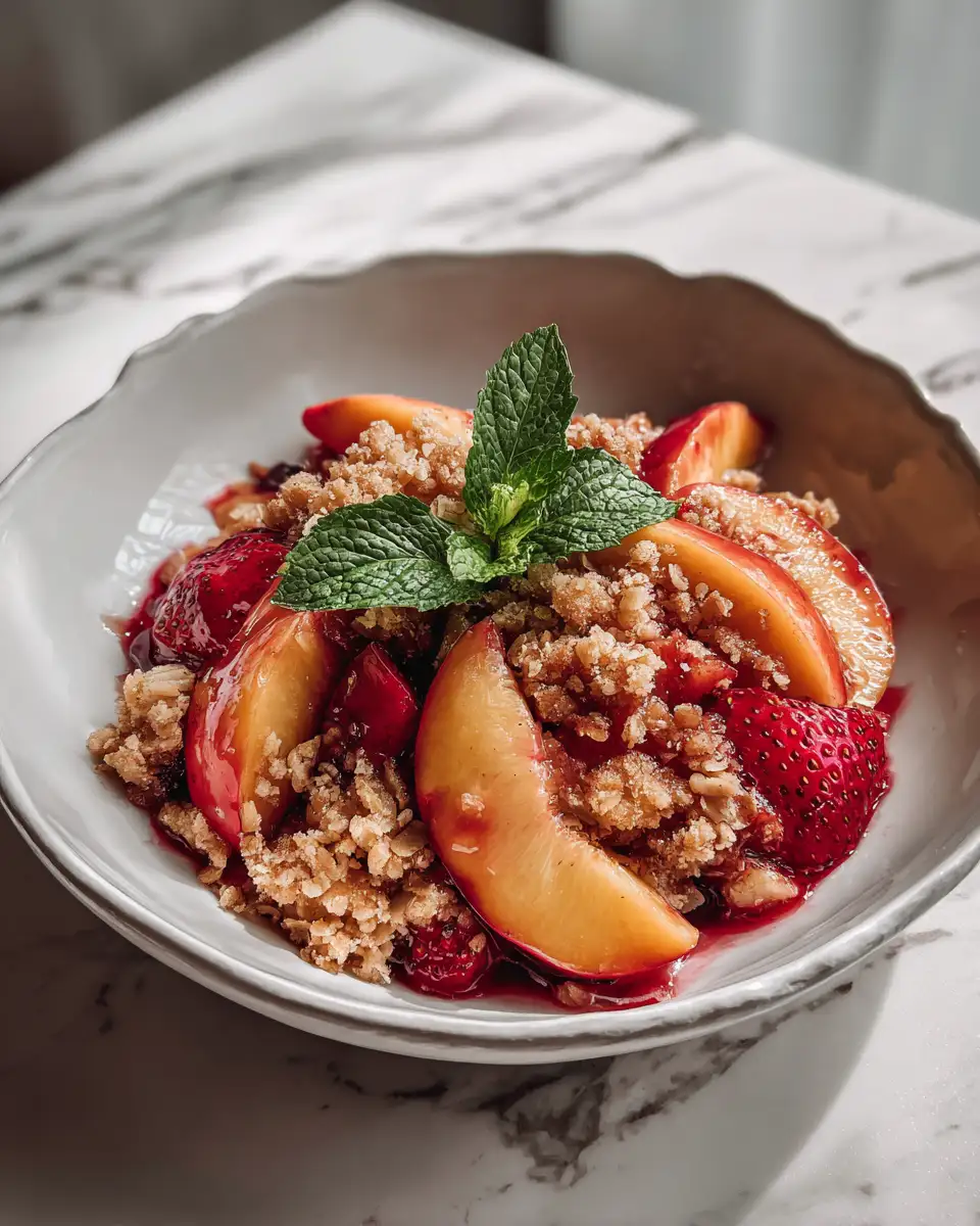 Final dish - Sweet Symphony of Flavors Strawberry Peach Crisp Delight