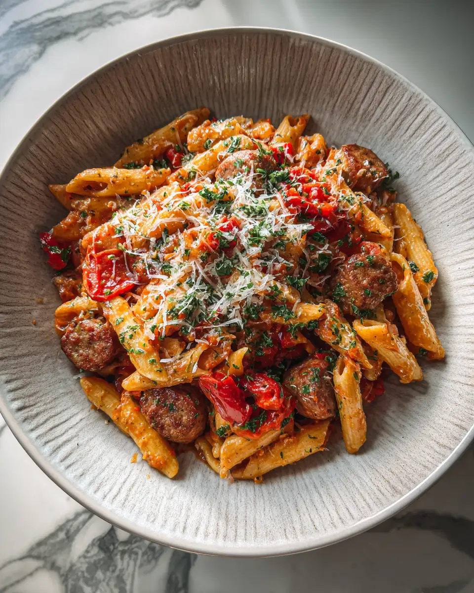 Final dish - Savor the Flavor of Tuscan Sausage Pasta: A Rustic Italian Delight
