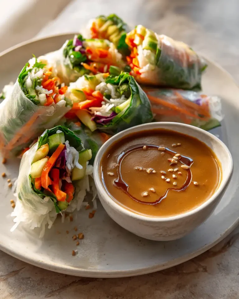 Crunchy Vegetable Spring Rolls with Irresistible Peanut Sauce Delight - Featured Image