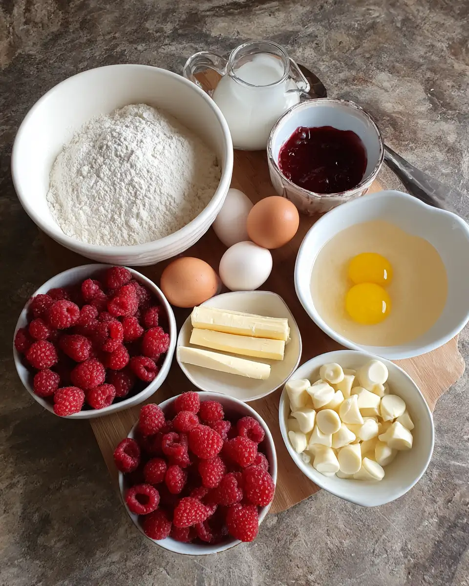 Ingredients for Indulge in the Irresistible White Chocolate Raspberry Dream Cake