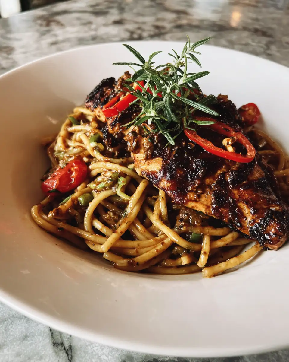 Final dish - Spice Up Your Dinner Routine with Authentic Jerk Chicken Rasta Pasta