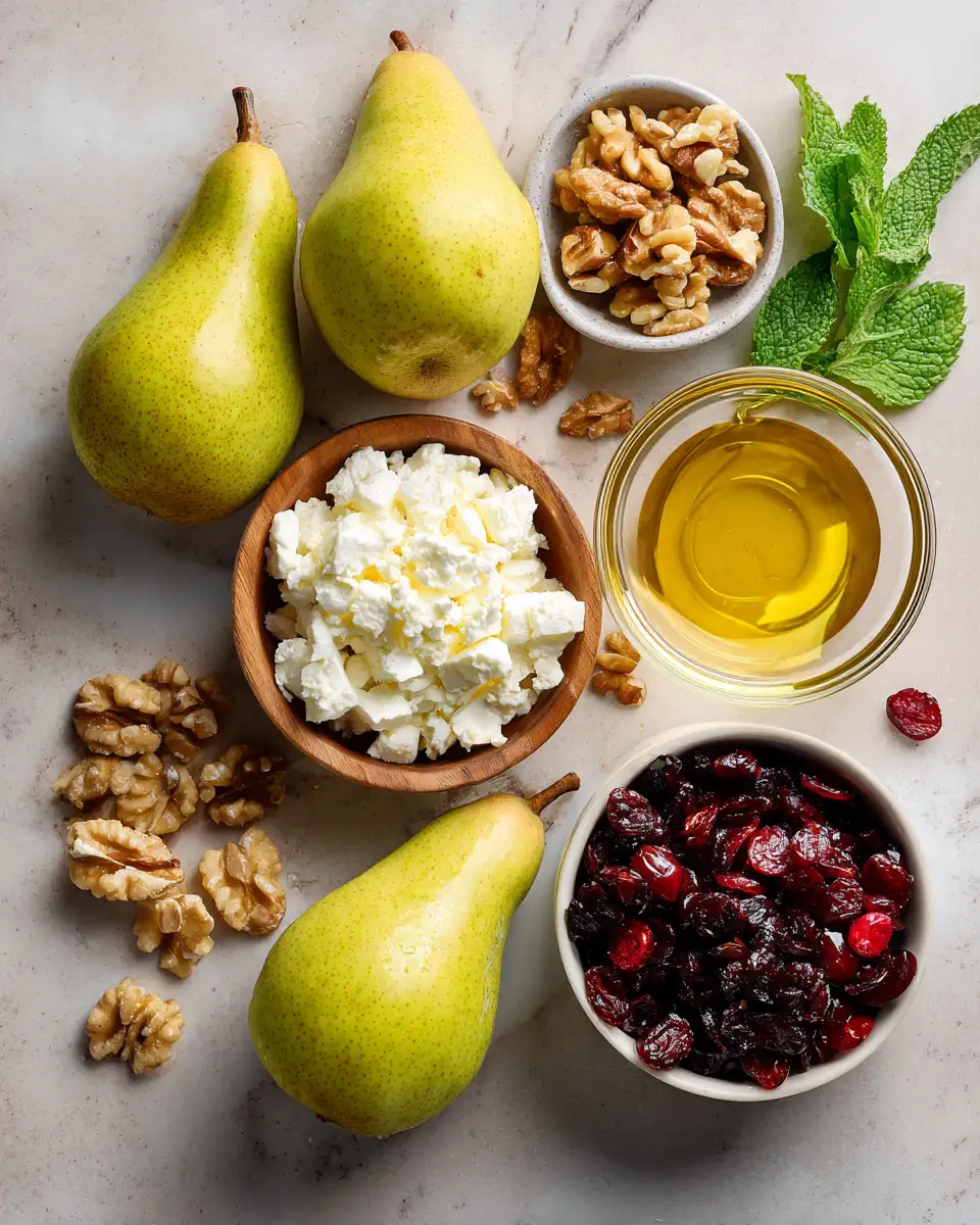 Ingredients for Sweet Meets Savory: Baked Pears with Feta and Cranberries Delight