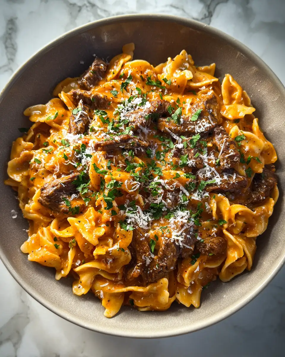 Final dish - Heavenly Harmony: Indulge in the Ultimate Beef Pasta Cream Sauce Experience