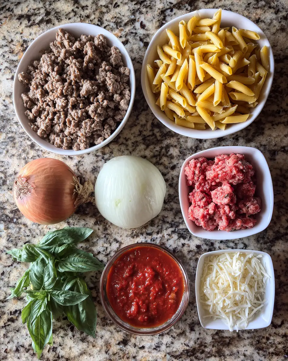 Ingredients for Effortless Beef Pasta Delight: Your New Go-To Recipe