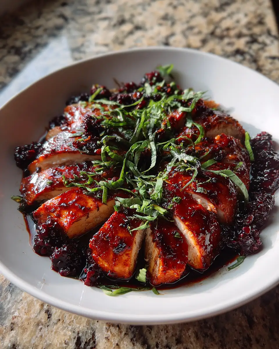 Savor the Sweet Heat: Blackberry Bourbon Chicken Delight 6 Final dish - Savor the Sweet Heat: Blackberry Bourbon Chicken Delight