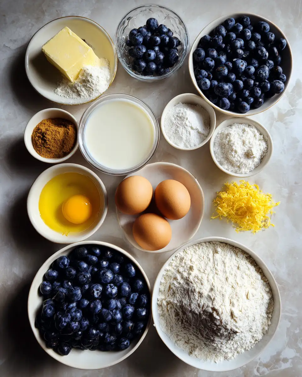 Ingredients for Effortless Blueberry Cake Recipe for Sweet Success
