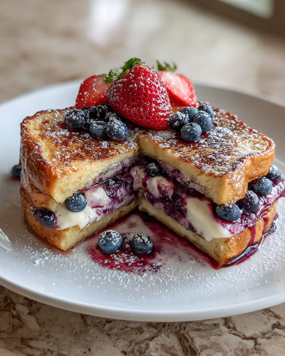 Final dish - Indulge in Decadence: Blueberry Cheesecake Stuffed French Toast Delight