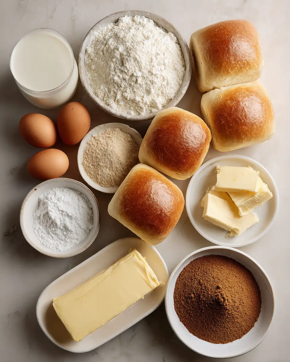 Ingredients for Irresistibly Soft Brown Sugar Cinnamon Milk Bread Rolls