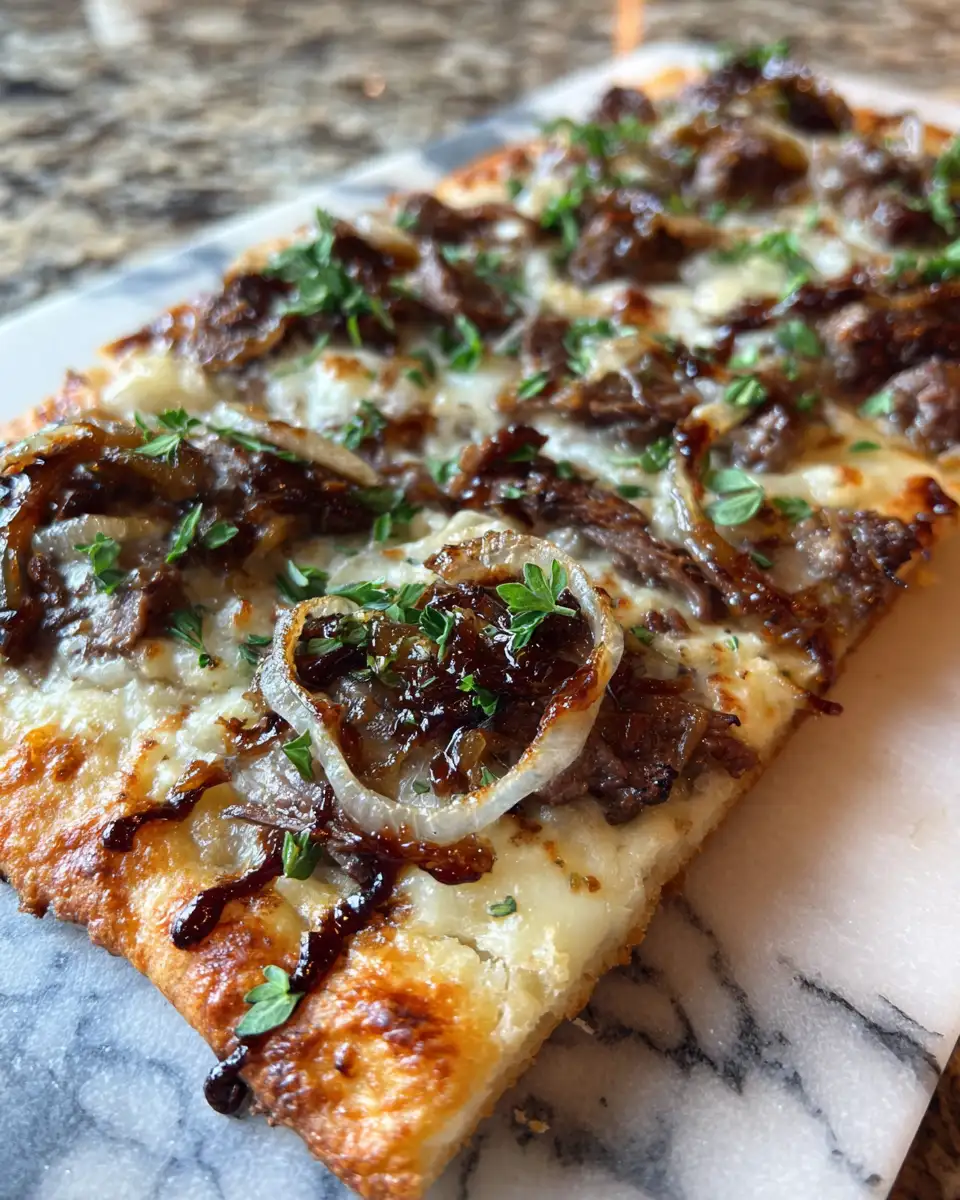 Final dish - Irresistibly Savory: Caramelized Onion Beef Flatbread Delight