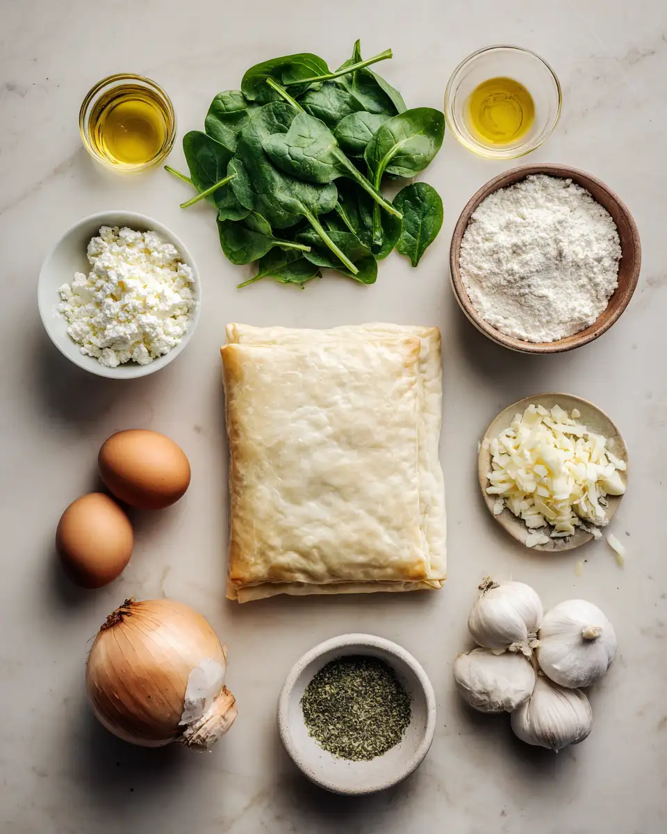 Ingredients for Irresistibly Flaky: Dive into the World of Cheese and Spinach Stuffed Pastry