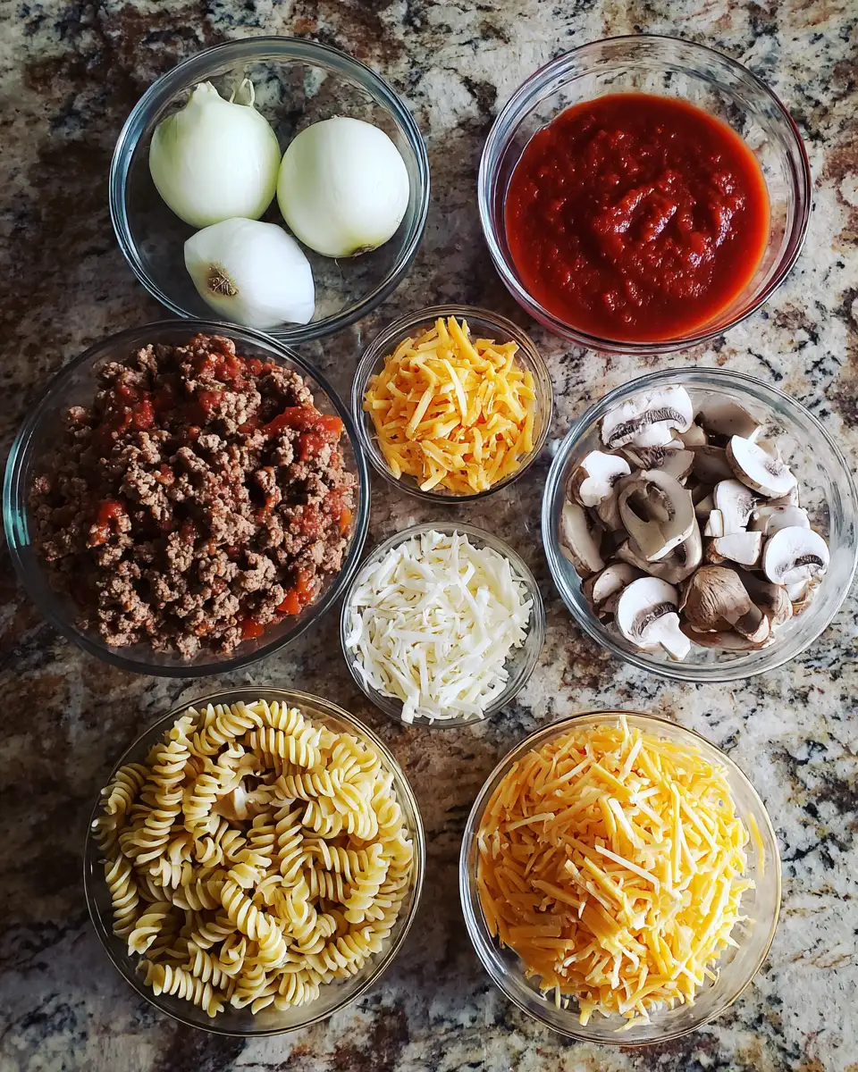 Ingredients for Ultimate Comfort: Cheesy Beef Casserole Dinner Delight