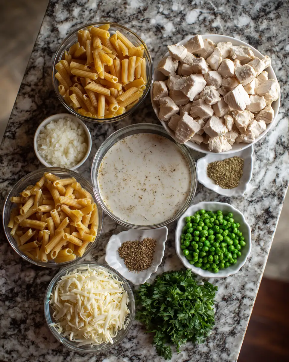 Ingredients for Irresistibly Creamy Chicken Ranch Pasta: A Flavorful Twist on Comfort Food