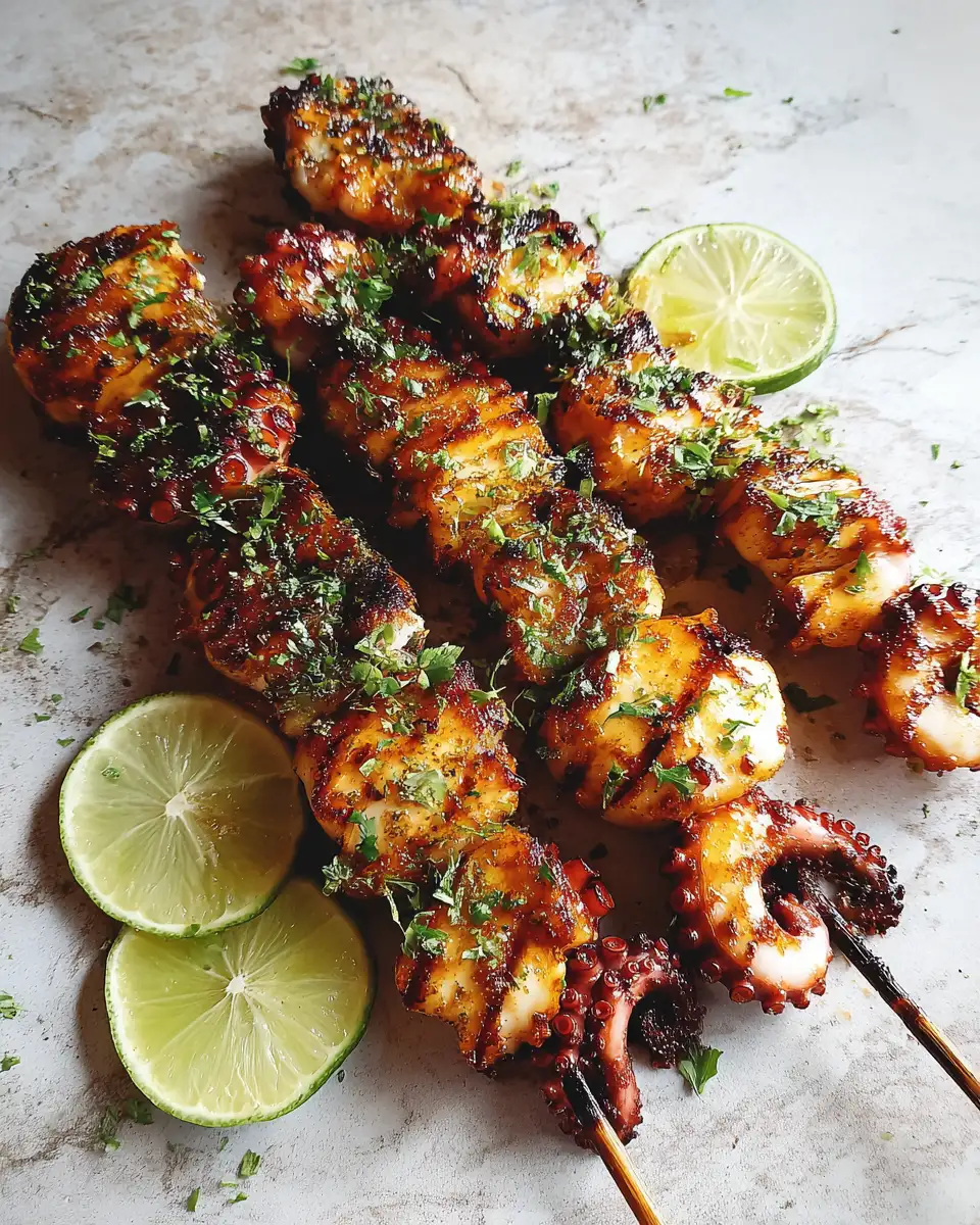 Final dish - Zesty Chili Lime Grilled Octopus Skewers That Ignite Your Taste Buds
