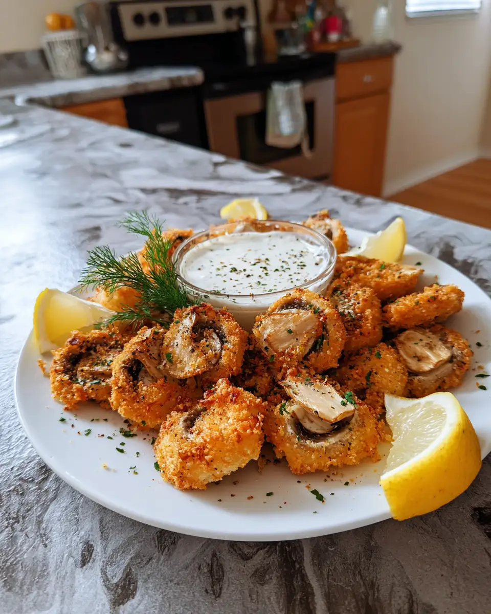 Ingredients for Crispy Christmas Delight: Fried Sliced Mushrooms with Ranch
