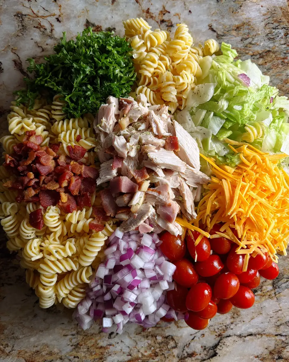 Ingredients for Club Sandwich Pasta Salad: A Twist on a Classic Favorite