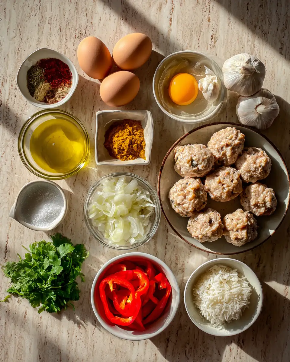 Ingredients for Irresistibly Creamy Coconut Curry Chicken Meatballs: A Flavorful Twist on a Classic Dish