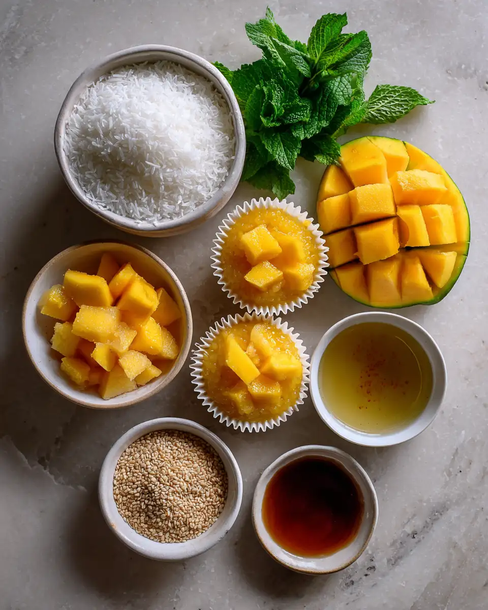 Tropical Delight: Irresistible Coconut Mango Sticky Rice Cups 4 Ingredients for Tropical Delight: Irresistible Coconut Mango Sticky Rice Cups