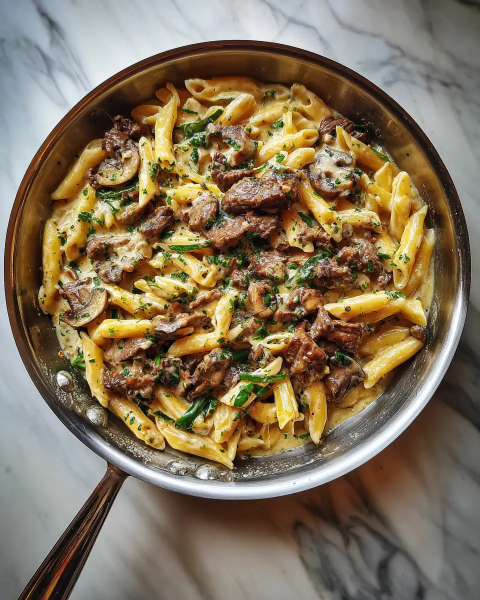 Final dish - One-Pan Wonder: Indulge in Creamy Beef Pasta Skillet