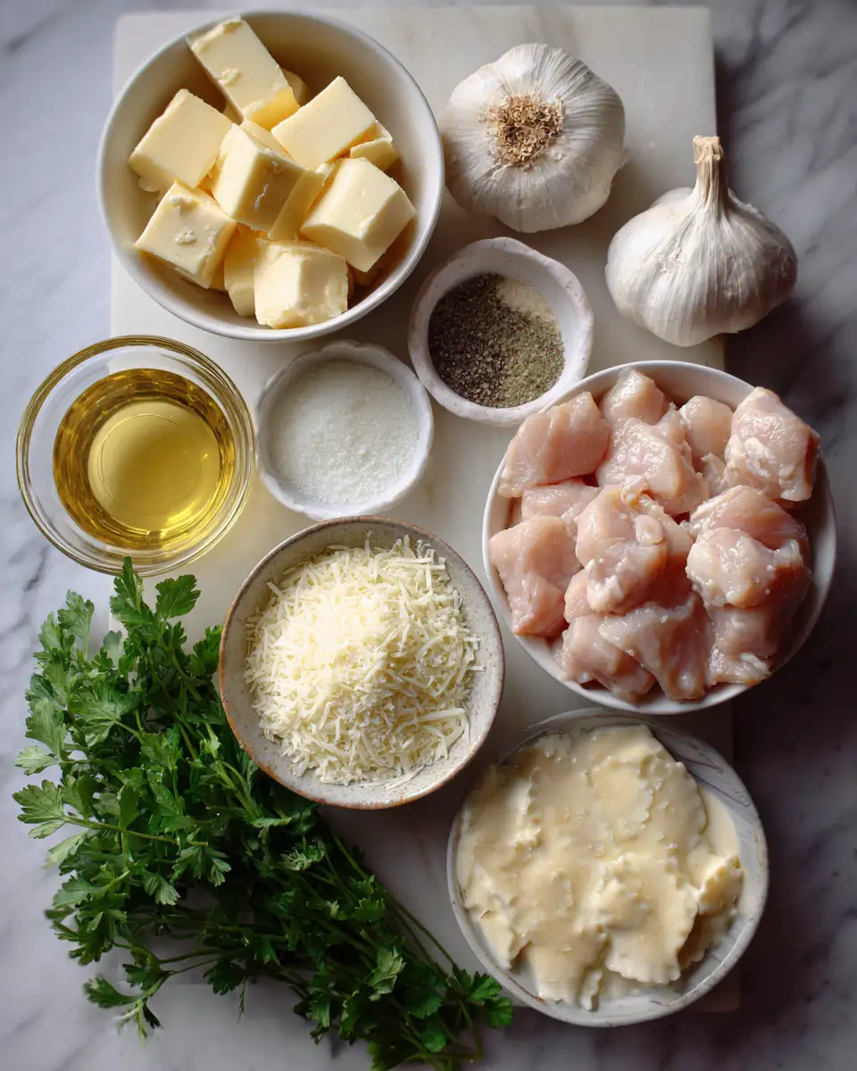 Ingredients for Indulge in Irresistible Creamy Garlic Butter Chicken Pasta Delight