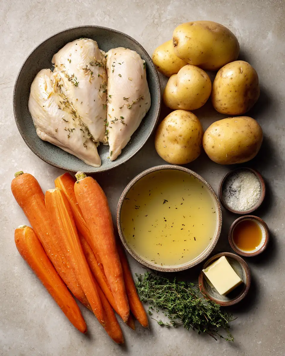 Ingredients for Savor the Flavor: Creamy Herb Chicken with Heavenly Mash & Honey-Glazed Carrots
