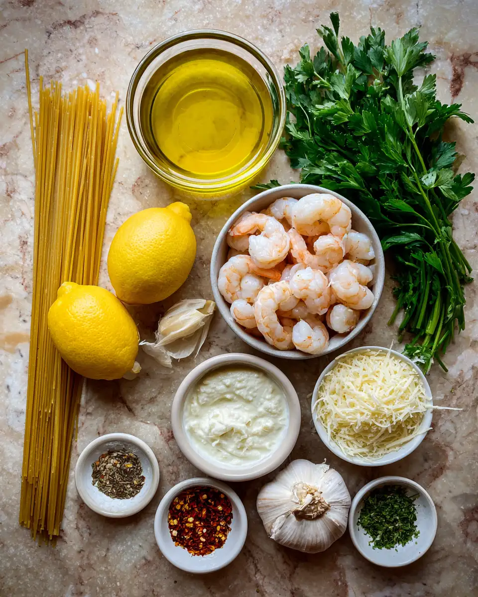 Indulge in the Irresistible Creamy Lemon Garlic Shrimp Pasta Delight 4 Ingredients for Indulge in the Irresistible Creamy Lemon Garlic Shrimp Pasta Delight