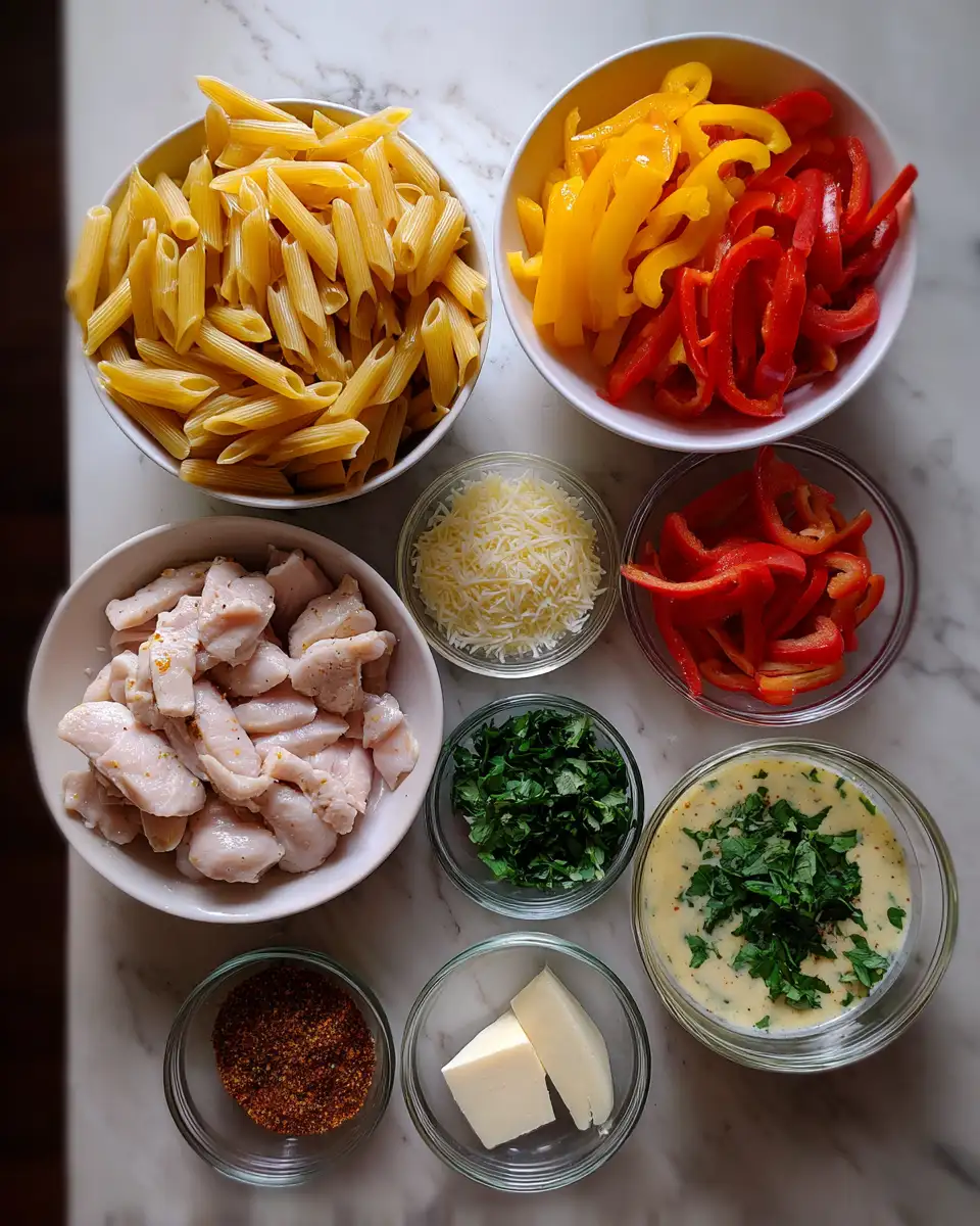 Ingredients for Spice Up Your Dinner with Creamy Rasta Pasta and Jerk Chicken Delight