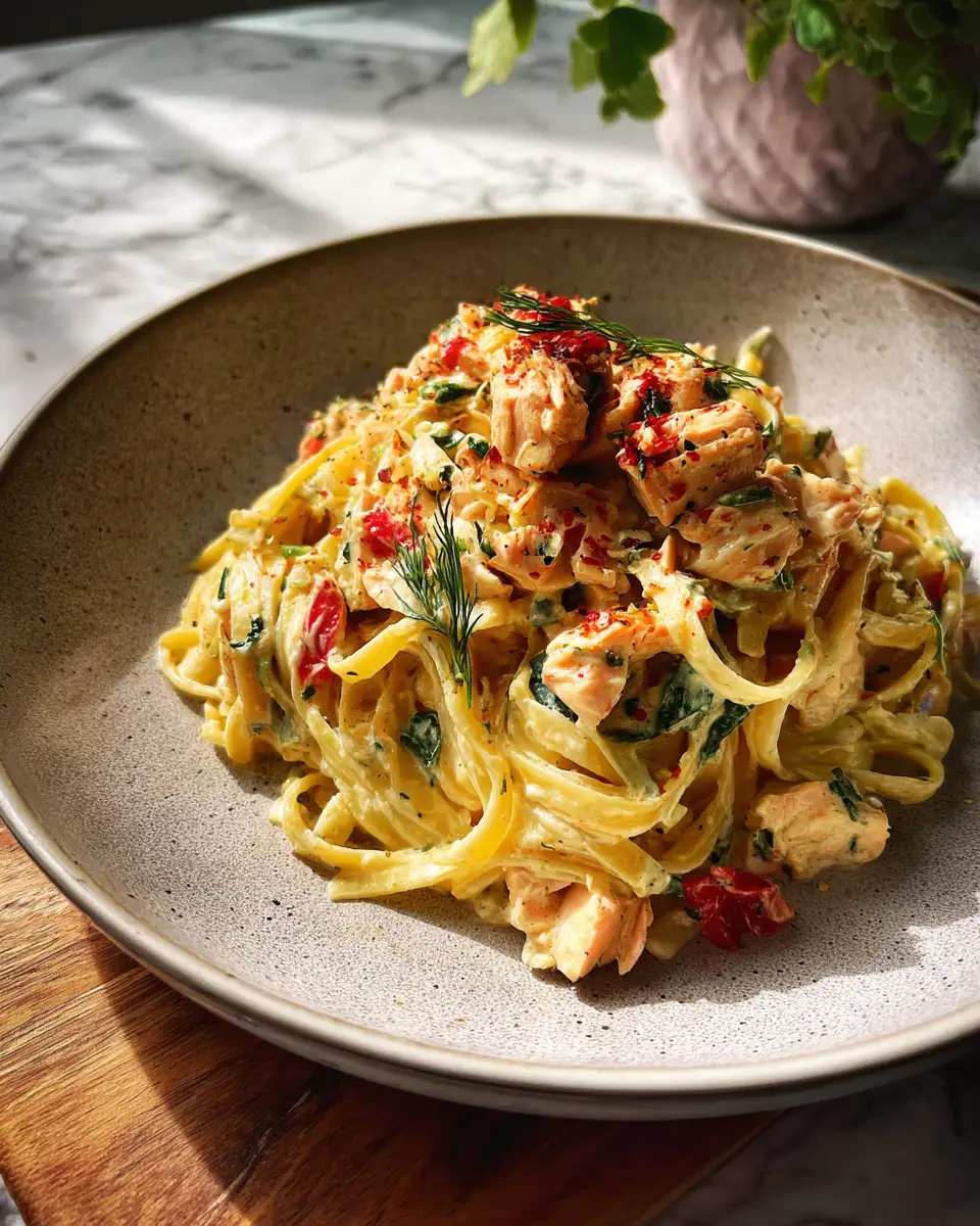 Final dish - Indulge in the Ultimate Creamy Salmon Pasta Delight