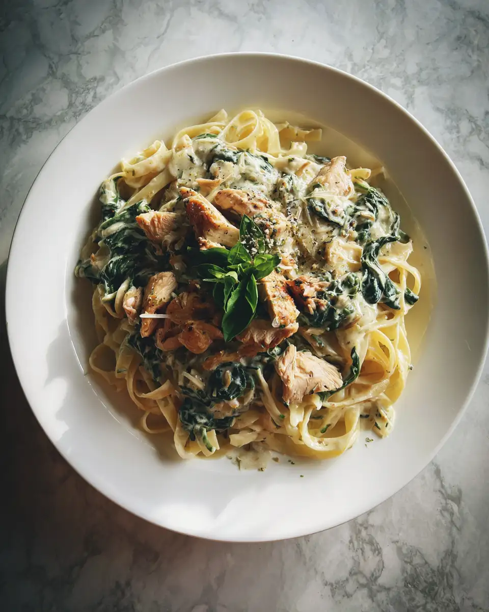 Final dish - Indulge in the Ultimate Comfort: Creamy Spinach Turkey Pasta Delight