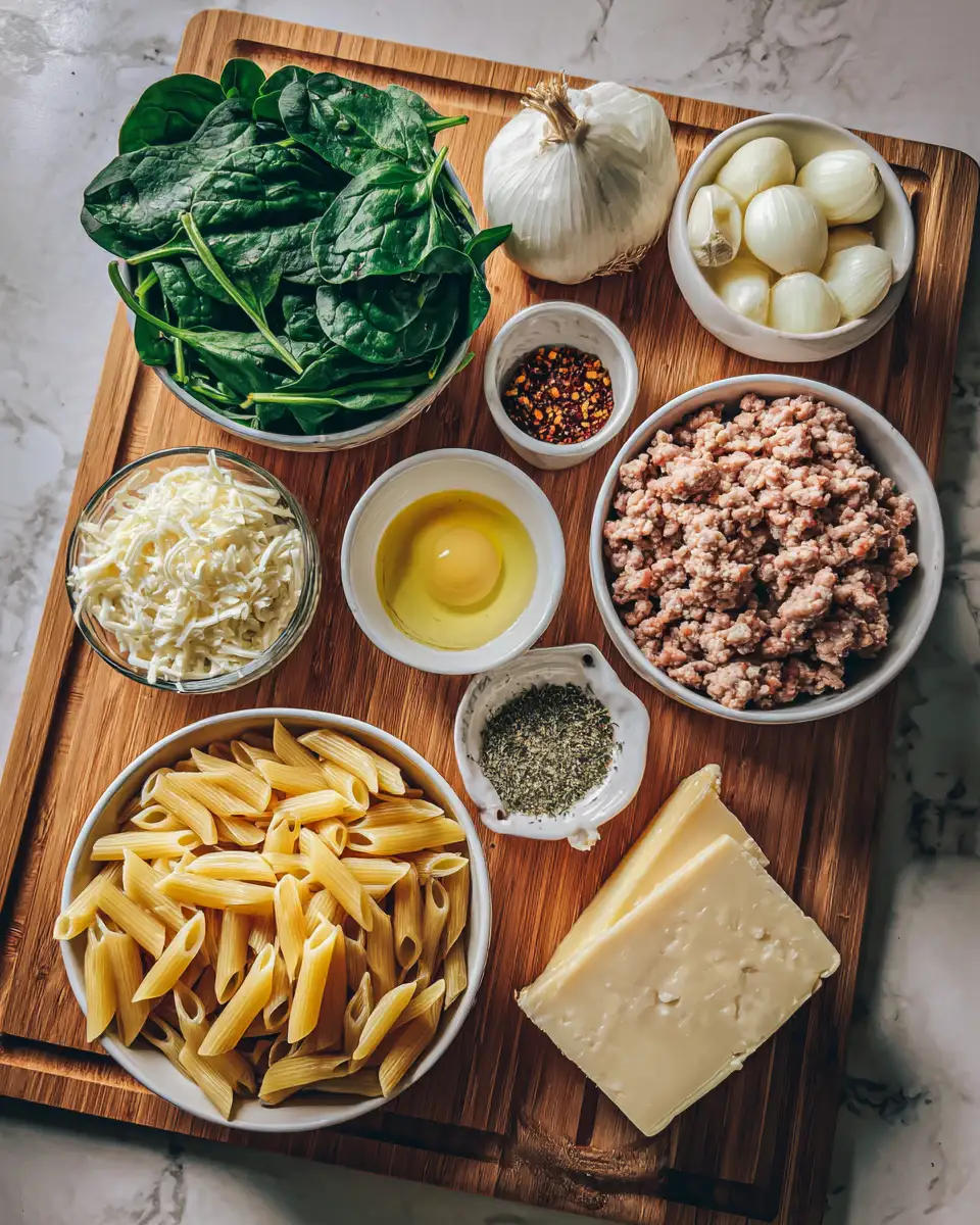 Ingredients for Indulge in the Ultimate Comfort: Creamy Spinach Turkey Pasta Delight