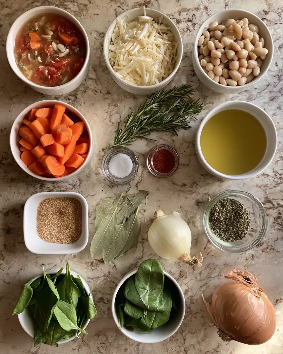 Ingredients for Hearty and Indulgent: Dive into the Comfort of Creamy Tuscan White Bean Soup