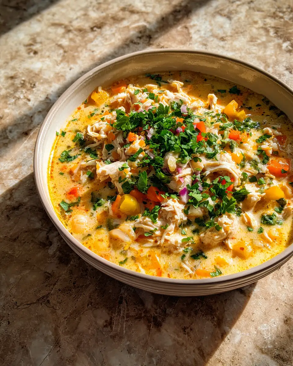 Final dish - Irresistible Comfort in a Bowl: Creamy White Chicken Chili Delight