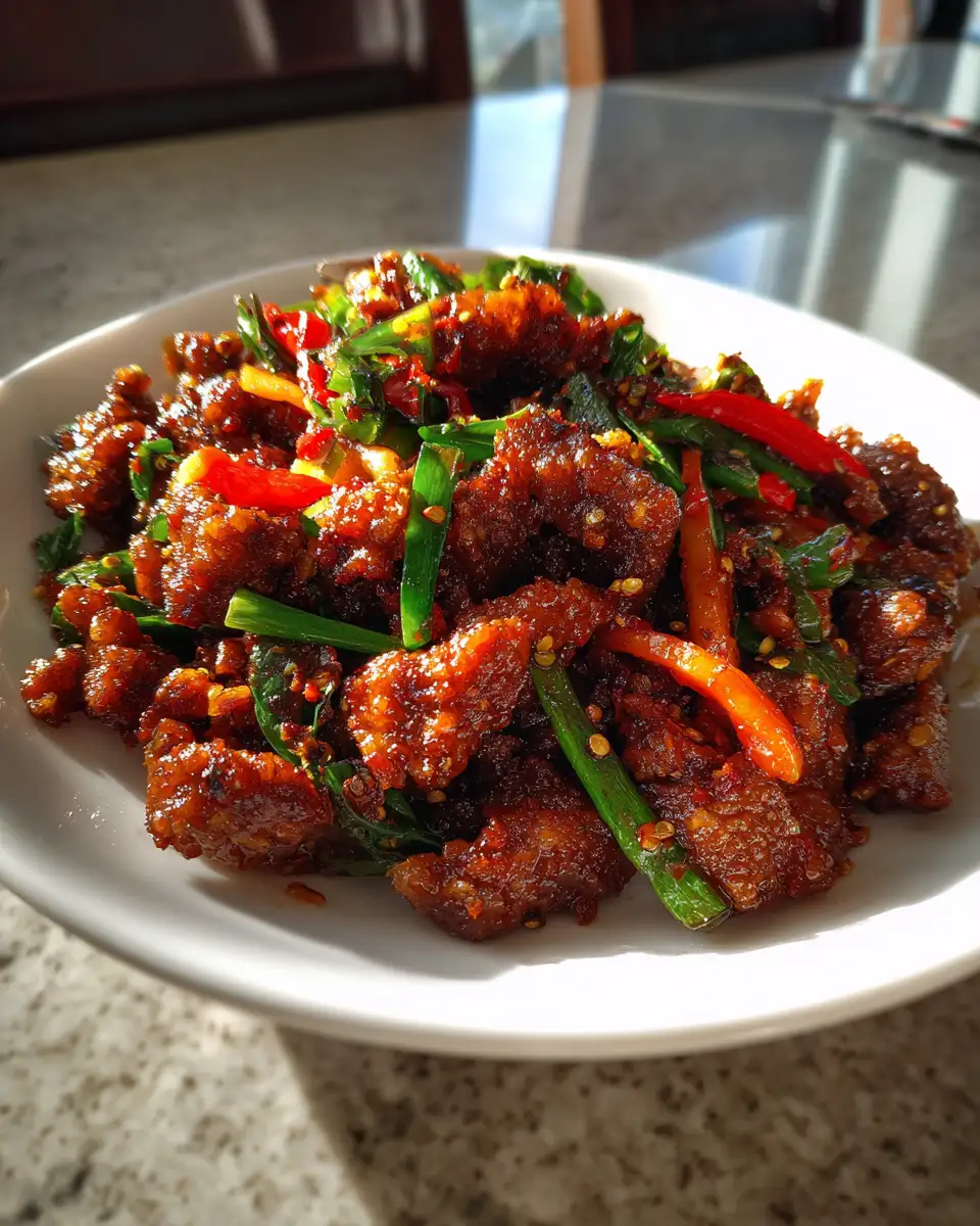 Final dish - Sizzling Secrets to Perfectly Crispy Chilli Beef