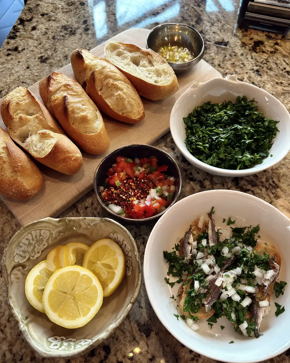 Ingredients for Unleash Flavor: Crispy Garlic Anchovy Bruschetta Delight