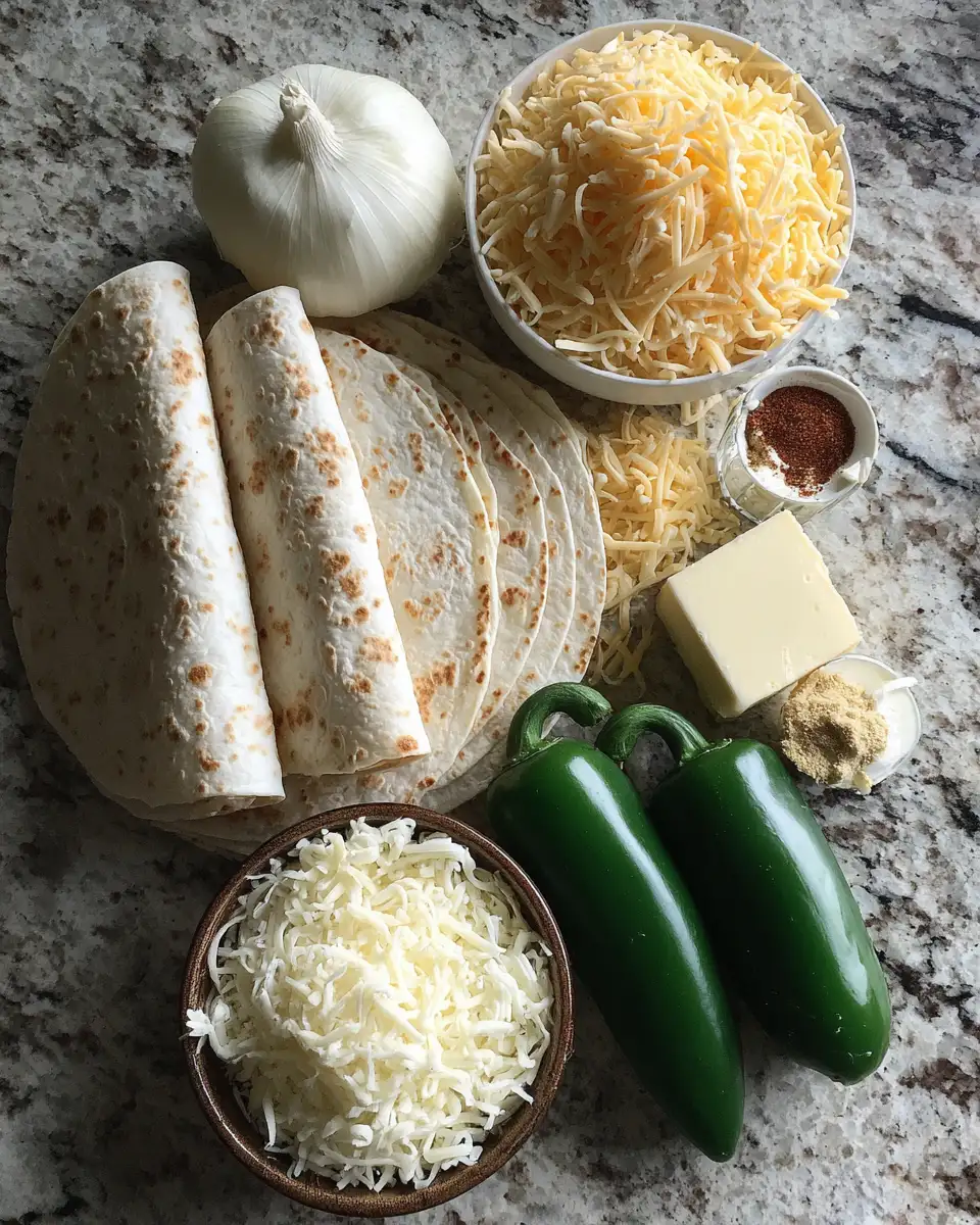 Ingredients for Sizzling Delight Crispy Jalapeño Popper Quesadillas That Spice Up Your Plate