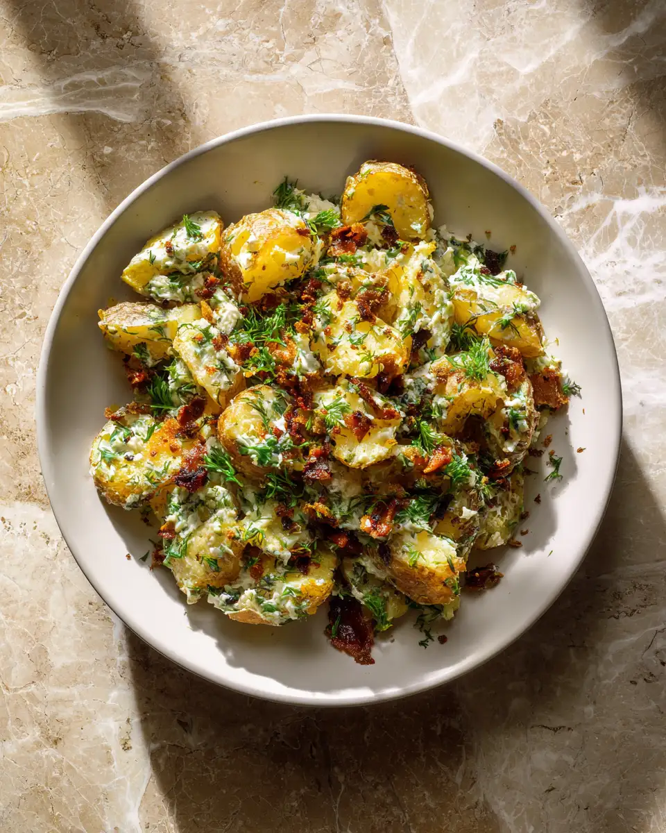 Final dish - Crispy Smashed Potato Salad: The Ultimate Crunchy Twist to Your Summer Side Dish
