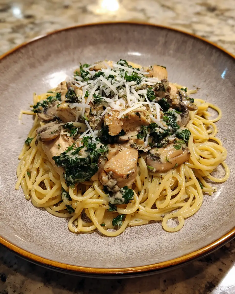 Final dish - Creamy Crockpot Garlic Chicken Pasta: A Comfort Food Miracle