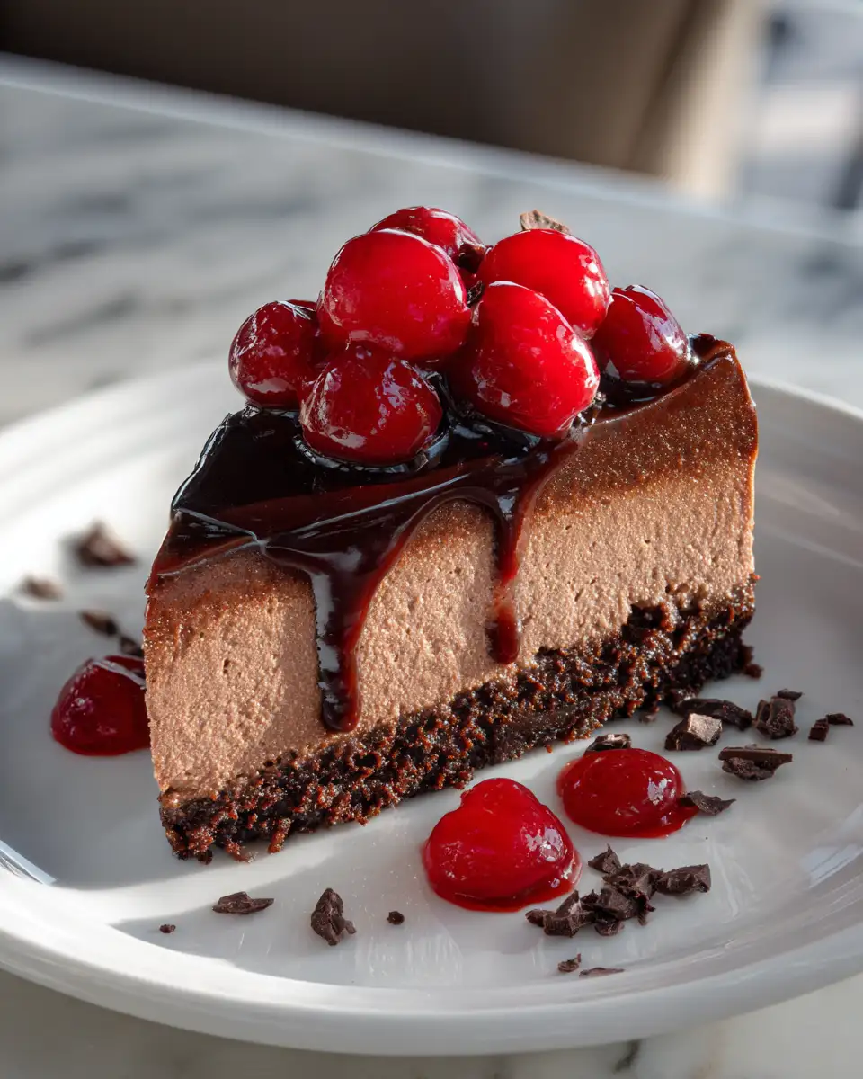 Final dish - Indulge in Decadence: Dark Chocolate Cherry Cheesecake Delight