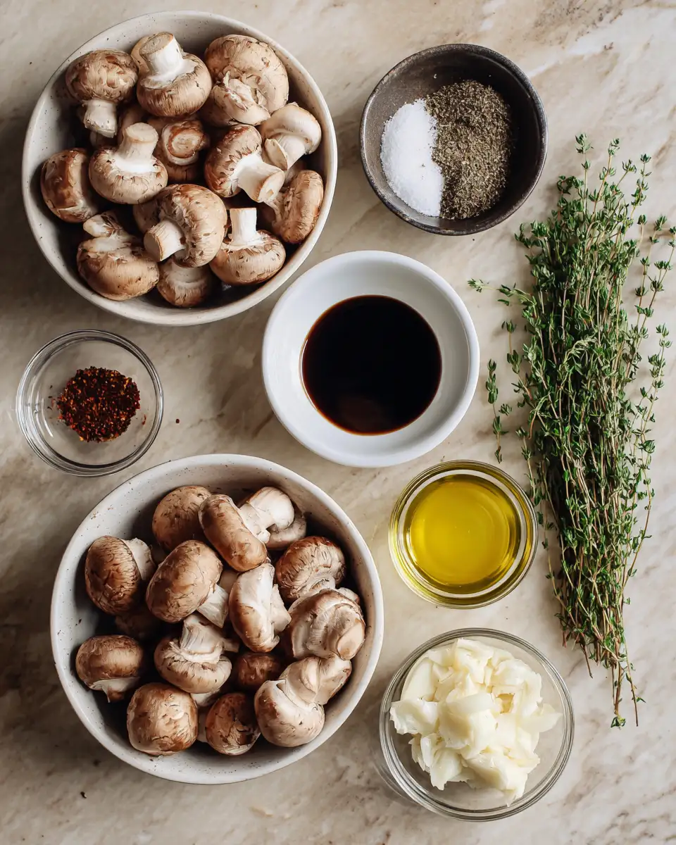 Ingredients for Sizzle and Simmer: Easy Balsamic Garlic Mushrooms Delight