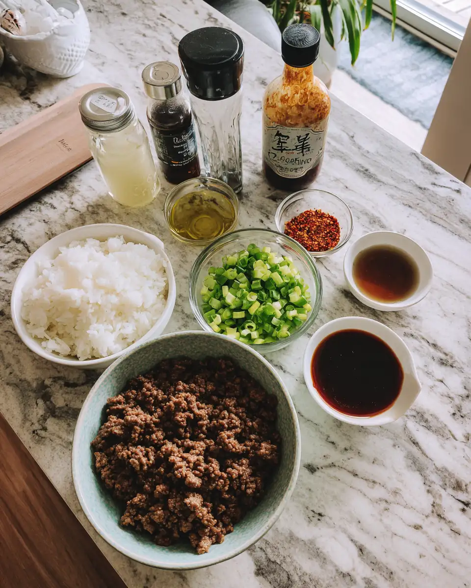 Ingredients for Sizzle and Drizzle: Easy Hot Honey Beef Bowl Recipe